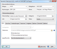 Office Manager DMS 10.0/11.0: Screenshot der Dokumenteigenschaften
