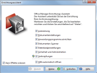 Office Manager DMS 11.0: Screenshot des Einrichtungsassistenten