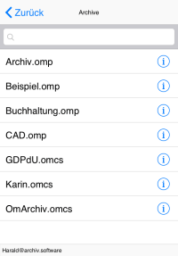 Archivliste in mobiler App