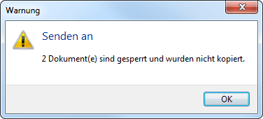 Screenshot MessageBox: Das Dokument ist gesperrt