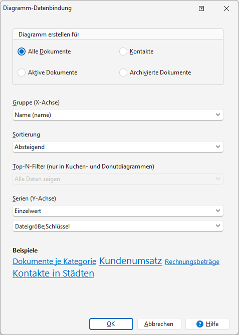 Dialogfenster Diagramm-Datenbindung Dialogfenster Diagramm-Datenbindung