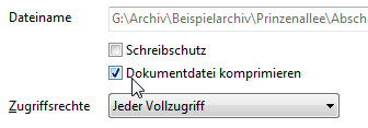 Option: Dokumentdatei komprimieren