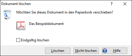 Dokument in Papierkorb löschen