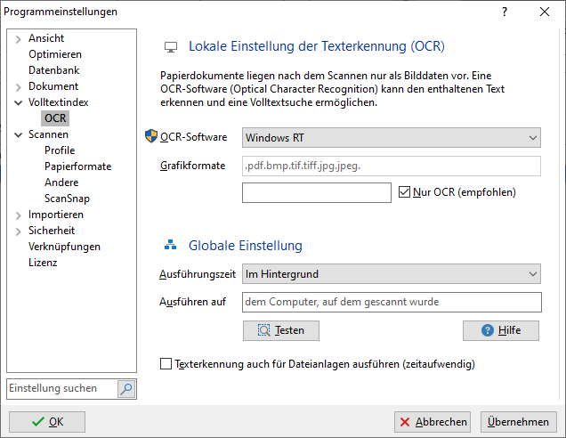 Einstellungen-OCR