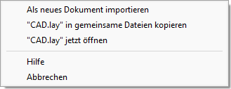 Popupmenü für Systemdateien des DMS