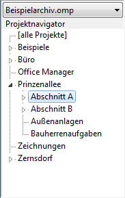 Screenshot eines einfachen Projektnavigators