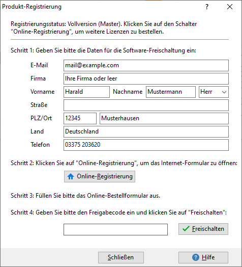 Produkt-Registrierung