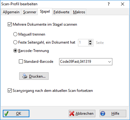 Scanprofil - Stapel