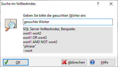 Suche im MS SQL-Volltextindex