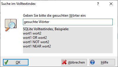 Suche im SQLite-Volltextindex