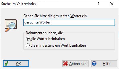 Suche im Standard-Volltextindex