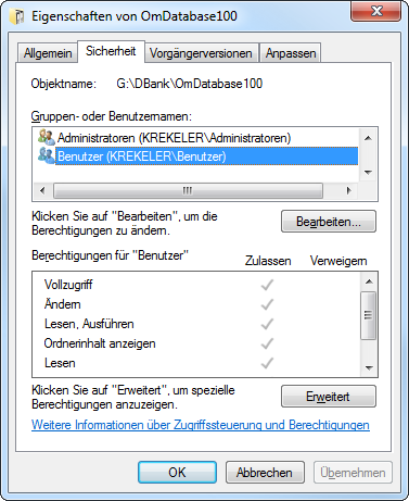 Dateieigenschaften - Sicherheit