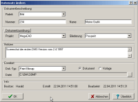 DeskTop Manager 97: Screenshot des Dokument-Eigenschaftendialog