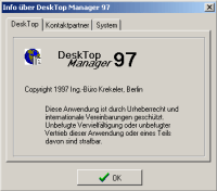 DeskTop Manager 97: Screenshot der Programminfo
