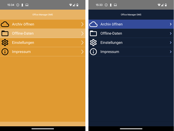 Darstellungsstile der App