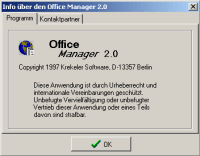 Office Manager 2.0: Screenshot der Programminfo