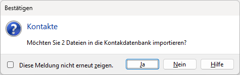 Möchten Sie in die Kontaktdatenbank importieren?
