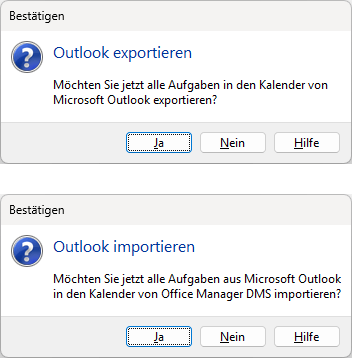 Datenaustausch mit Oulook