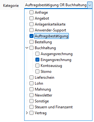 Kombinationsfeld mit strukturierter Liste