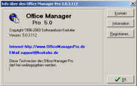 Office Manager 5.0: Screenshot des Info-Fensters