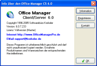 Office Manager 6.0: Screenshot des Info-Fensters
