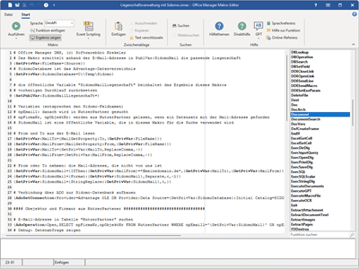 Screenshot des Makroeditors mit OmAPI