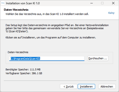 Datenverzeichnis wählen