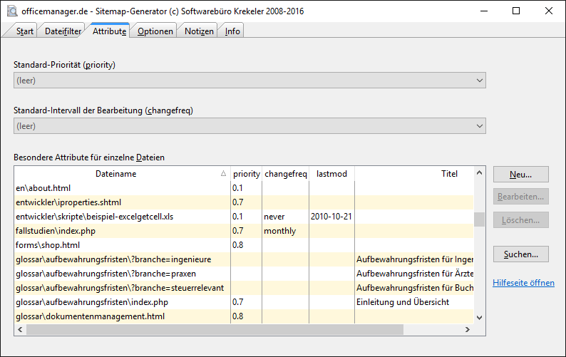 changefreq und priority einstellen