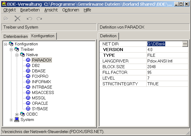 BDE-Verwaltung NET-DIR