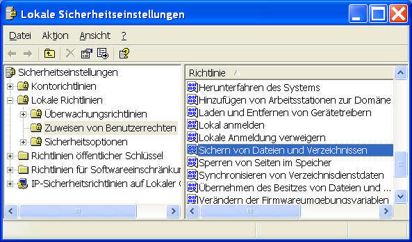 Lokale Sicherheitseinstellungen