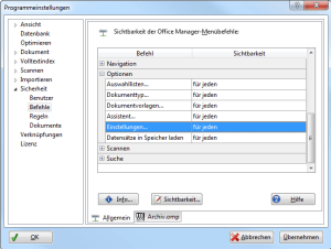 Screenshot Sicherheit-Befehle