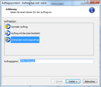 Auftragsassistent - Auftragstyp und -name