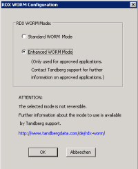 RDX WORM Configuration